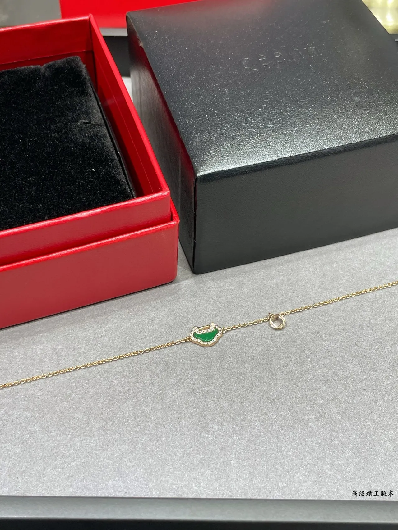 Chaîne d'or verte Pavé Cristal Halo Bracelet 4