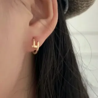 Gold Hoop Geometric Bar Accent Jewelry
