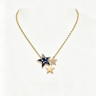Gold Navy Chain Three-Star Pendant Cluster Necklace