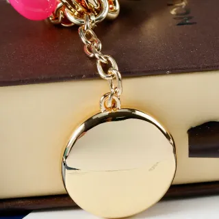 Collier pendentif circulaire doré rose poli