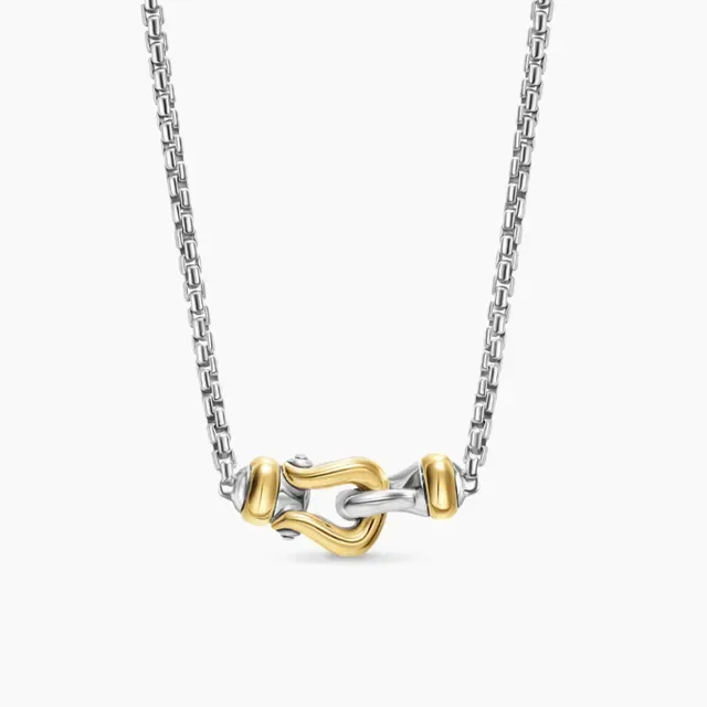 Gold Silver Twisted Rope Chain Clasp-Shaped Pendant Necklace 6