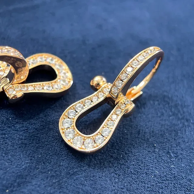 Gold Silver U-Shaped Hoop Pavé Crystal Earrings 2