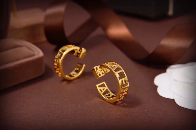 Gold-Tone Cut-Out Lettering Hoop Earrings 4