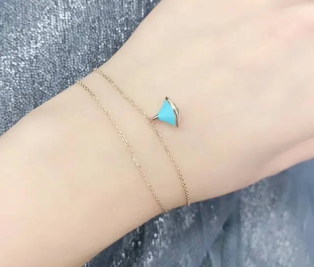 金色双链扇形吊坠手链 7