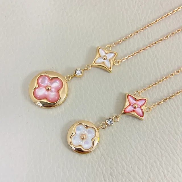 Gold-Tone Layered Floral Enamel Pendant Necklace 2