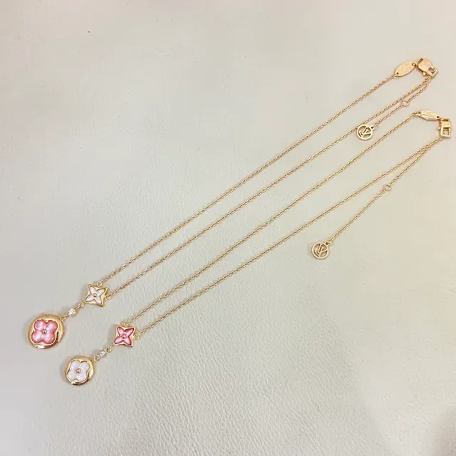 Gold-Tone Layered Floral Enamel Pendant Necklace 3