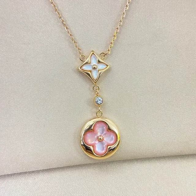 Gold-Tone Layered Floral Enamel Pendant Necklace 6