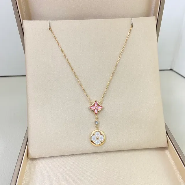 Gold-Tone Layered Floral Enamel Pendant Necklace 9