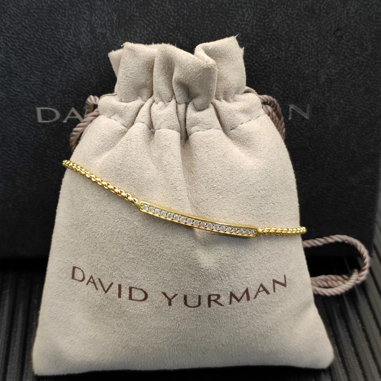 Gold-Tone Pavé Bar Chain Bracelet 4