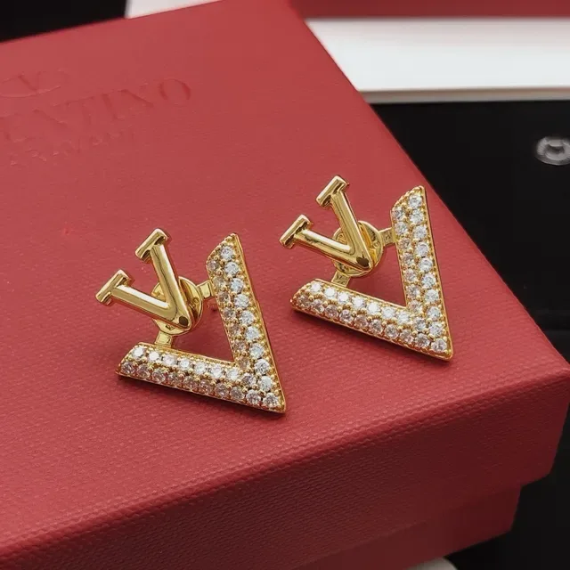 Gold-Tone Pavé Crystal V-Shaped Stud Earrings 3