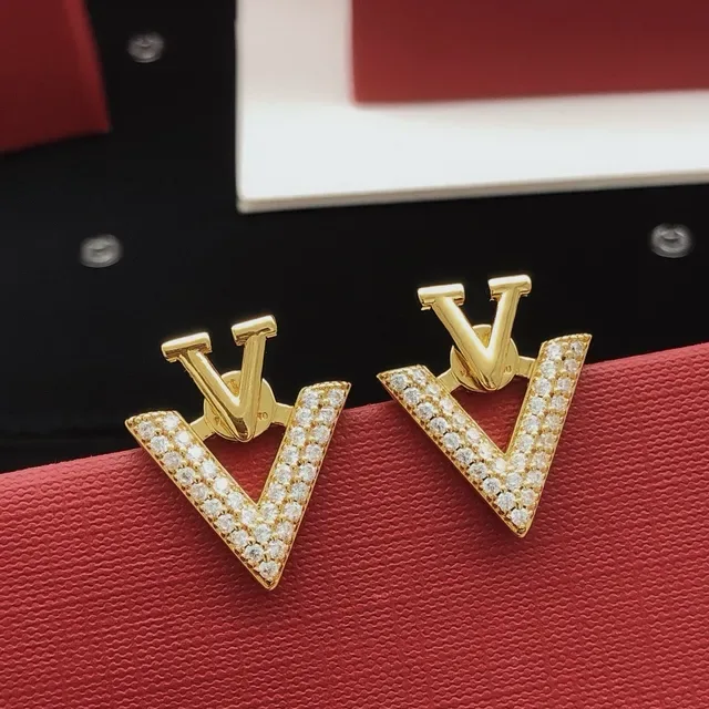 Gold-Tone Pavé Crystal V-Shaped Stud Earrings 6