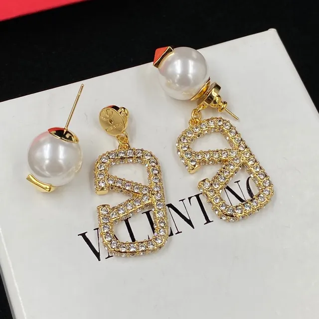 Gold-Tone Pearl Stud Crystal Geometric Drop Earrings 3