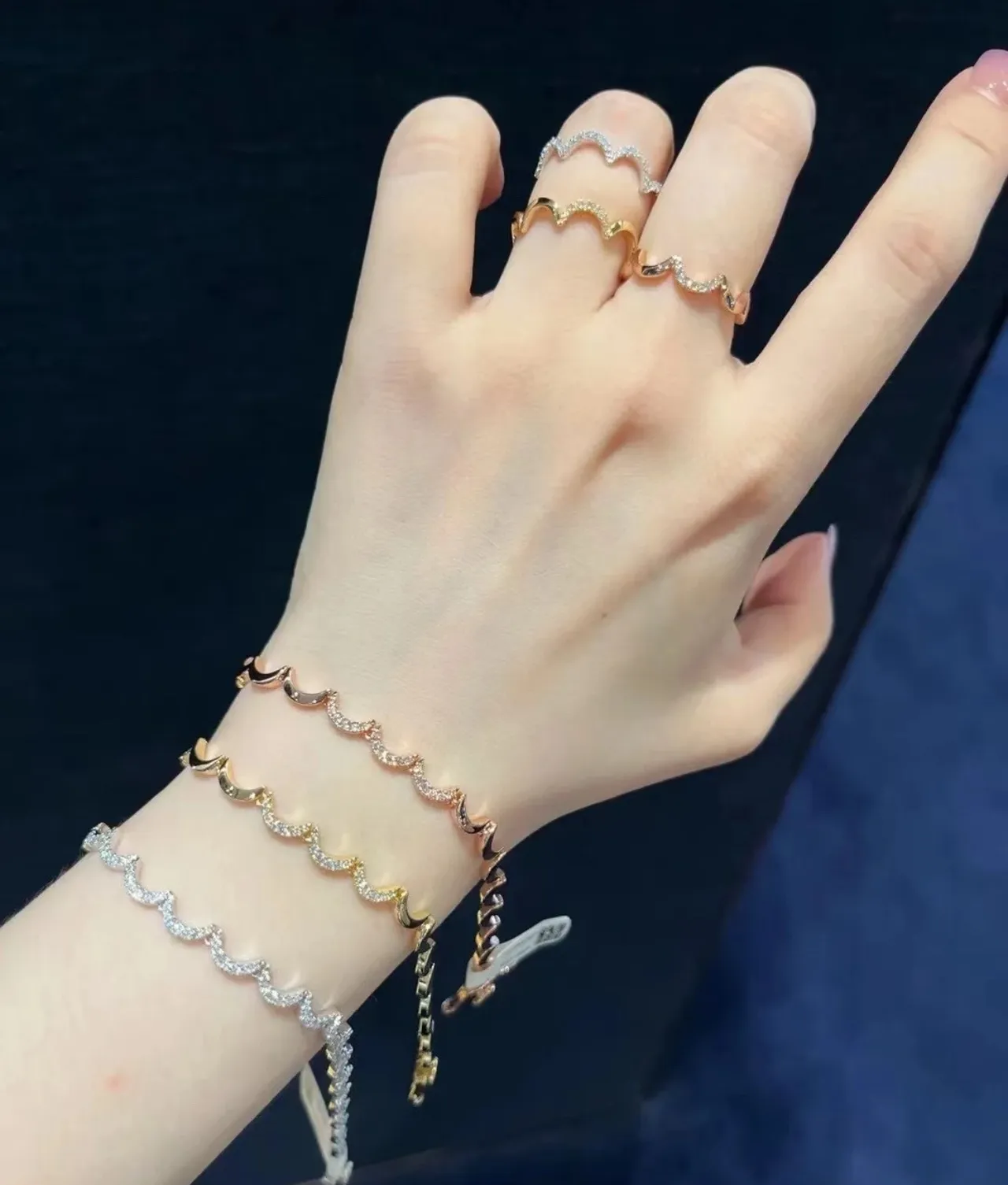 Gold-Tone Scalloped Pavé Bracelet 2