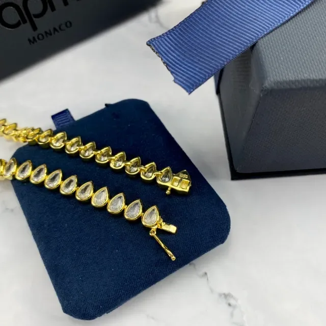 Gold-Tone Teardrop Stone Continuous Necklace 5