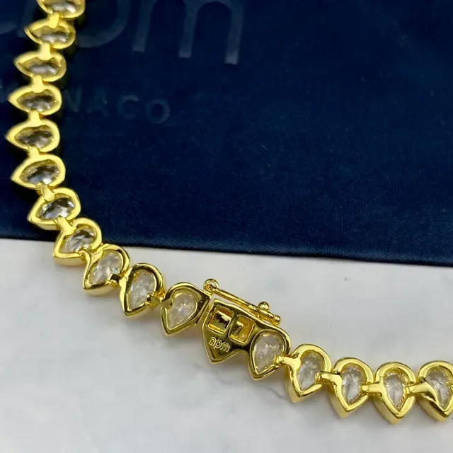 Gold-Tone Teardrop Stone Continuous Necklace 7