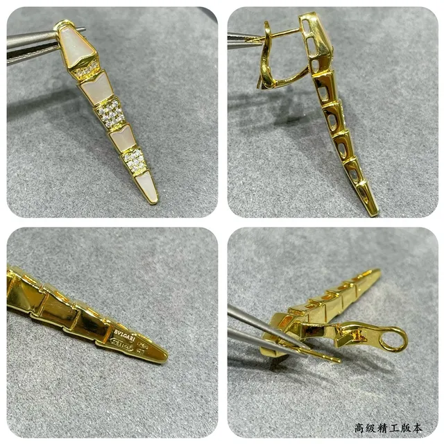 Brincos de metal em forma de adaga segmentados de ouro branco 3