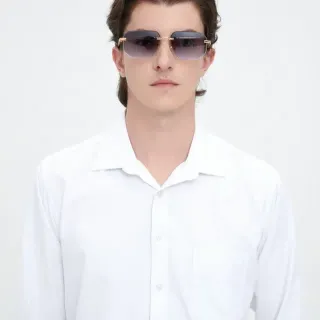 Lunettes de soleil aviateur sans bord avec verres dégradés et monture dorée