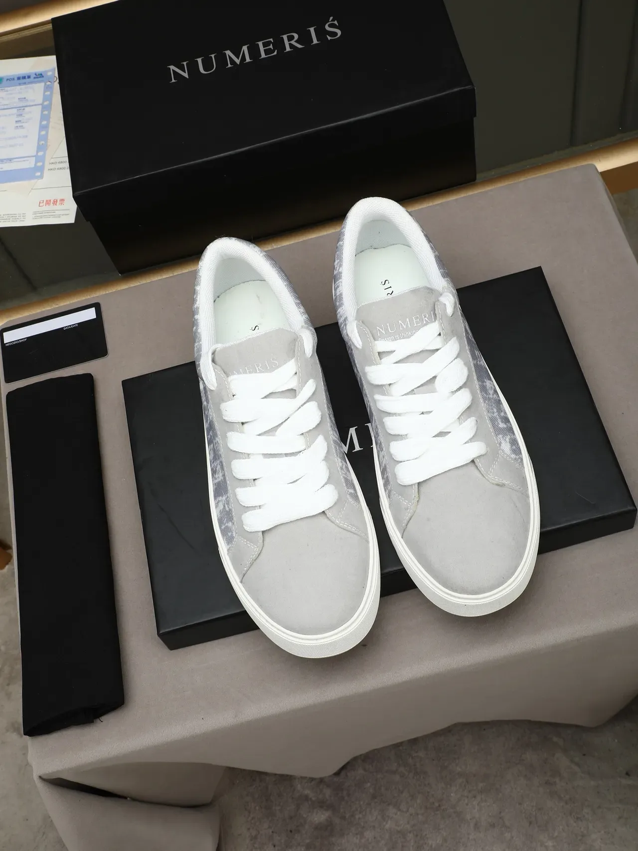 Gray and White Printed Platform Lifestyle Sneaker 2