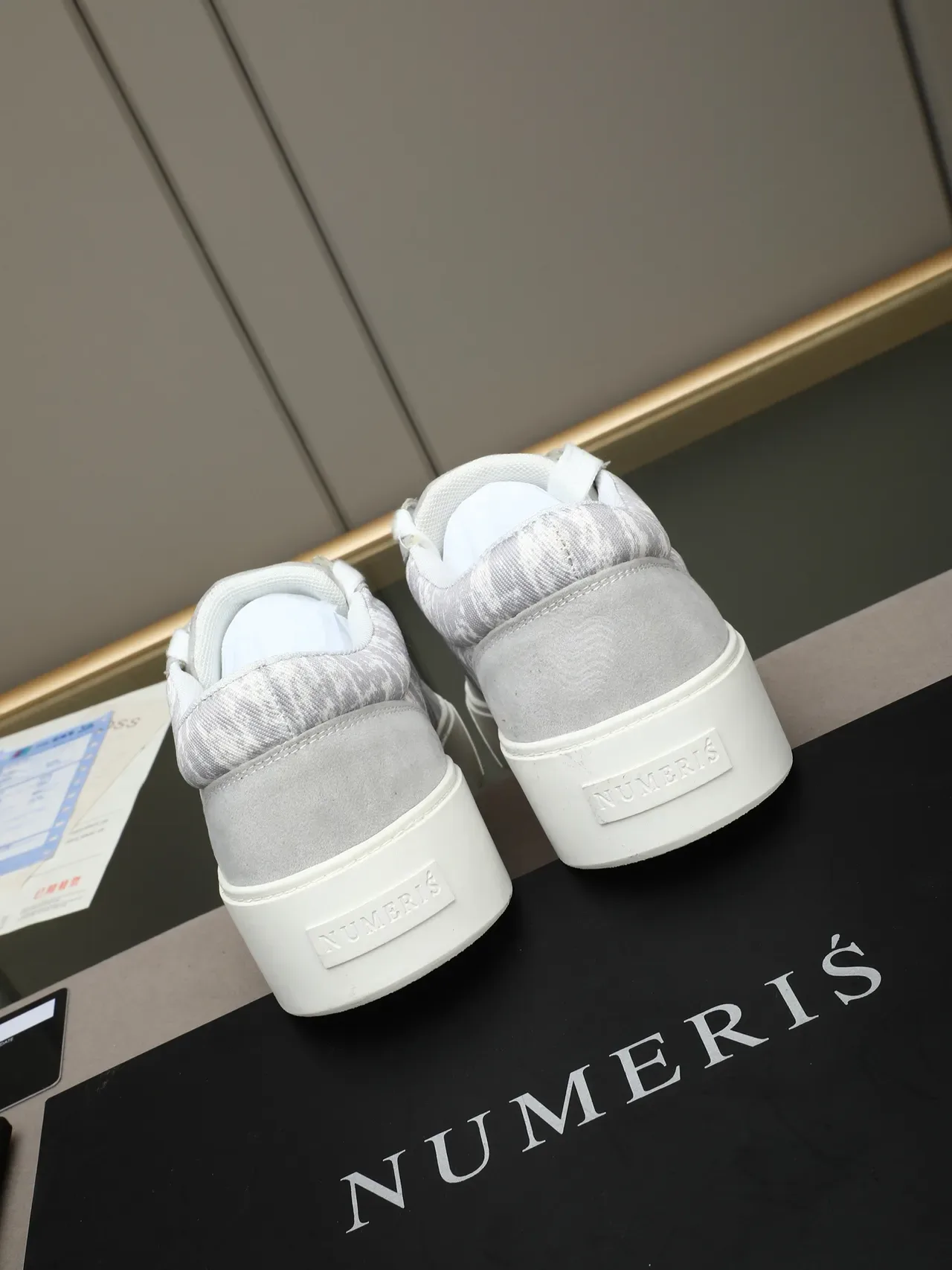 Gray and White Printed Platform Lifestyle Sneaker 3