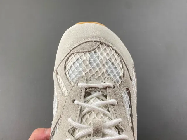 Gray Suede and Mesh Retro Runner Sneakers 5