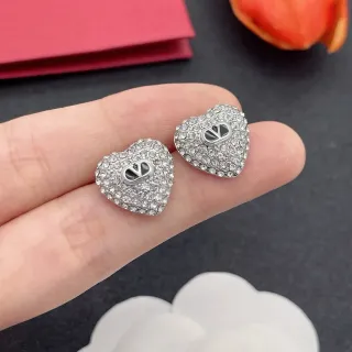 Brincos coração pavé cristal monogram