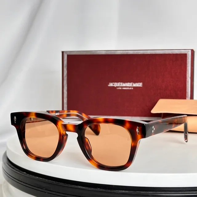Jacques Marie Mage Rectangular Tortoiseshell Amber Mirrored Sunglasses 2