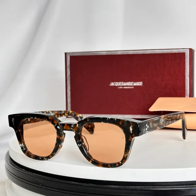 Jacques Marie Mage Rectangular Tortoiseshell Amber Mirrored Sunglasses 6