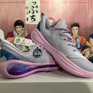 Li-Ning মেঘ ধূসর গোলাপি বোনা উপর পারদর্শী গ্রেডিয়েন্ট হিল ইউনিট বাস্কেটবল জুতা