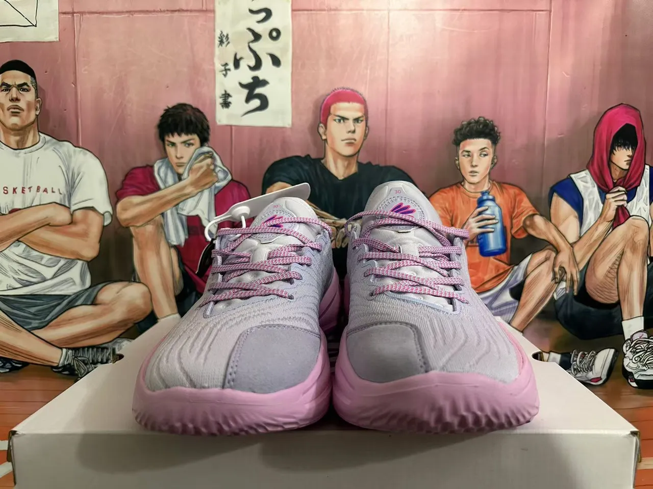 Li-Ning Nuage Gris Rose Tricot Supérieur Translucide Gradiente Unité Talon Chaussures de Basketball 3