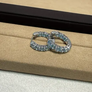 Light Blue Gemstone Channel-Set Hoop Earrings