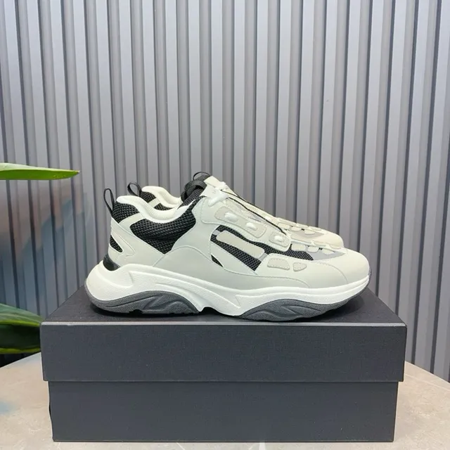 Light Gray and Black Laceless Chunky Sneakers 2