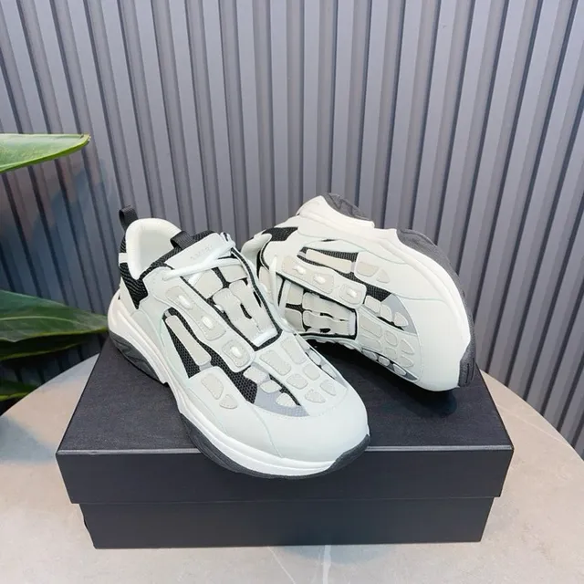 Light Gray and Black Laceless Chunky Sneakers 4
