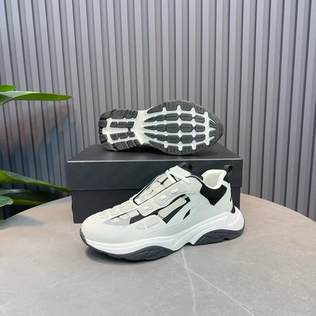 Light Gray and Black Laceless Chunky Sneakers 6