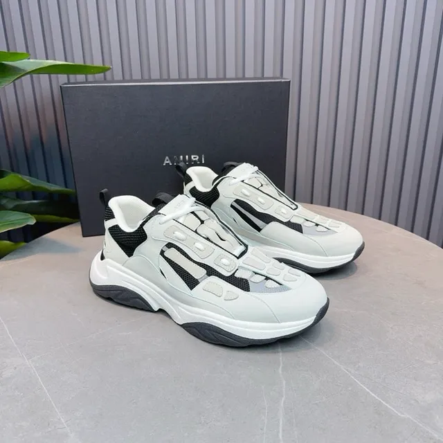 Light Gray and Black Laceless Chunky Sneakers 7