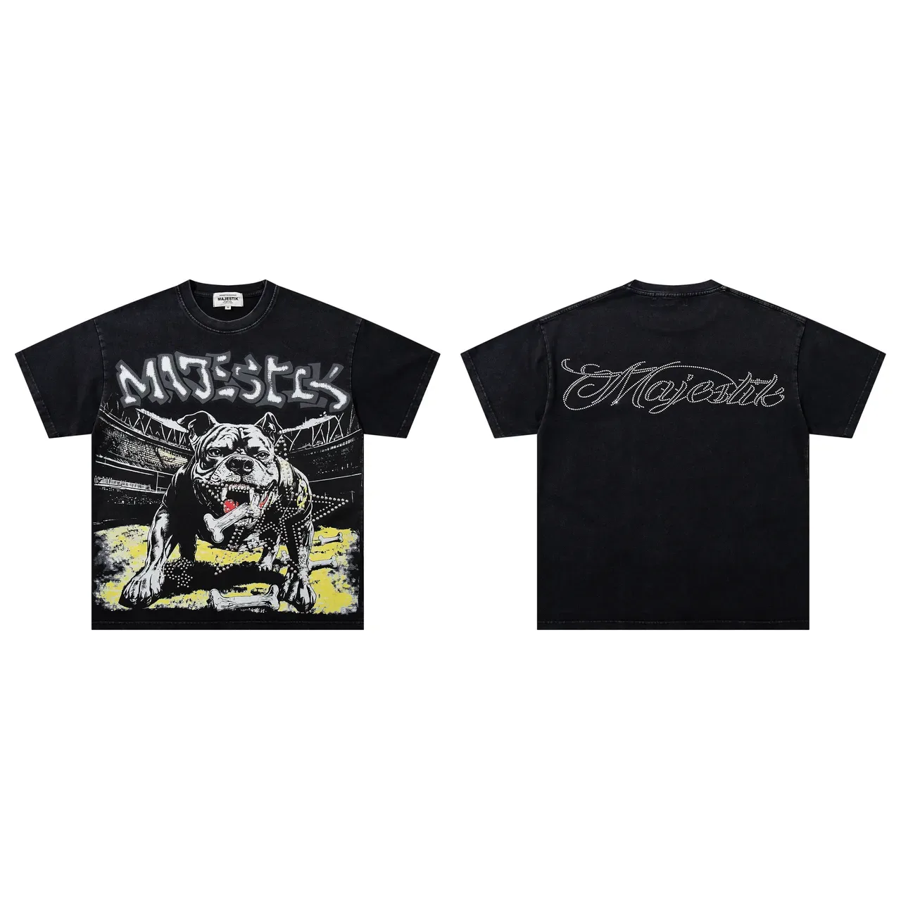 MAJESTIK Graphic Print Oversized Black T-Shirt 2