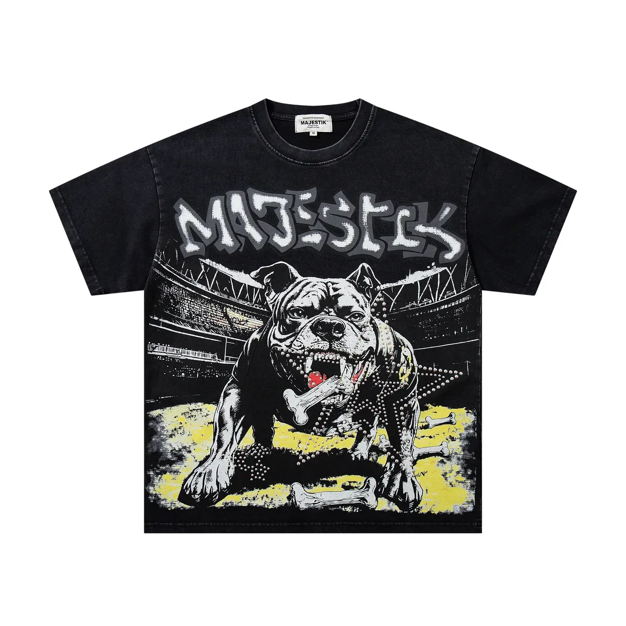 MAJESTIK Graphic Print Oversized Black T-Shirt 4