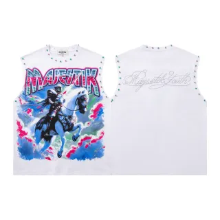 MAJESTIK Graphic-Print Rhinestone-Embellished Sleeveless Vest Top