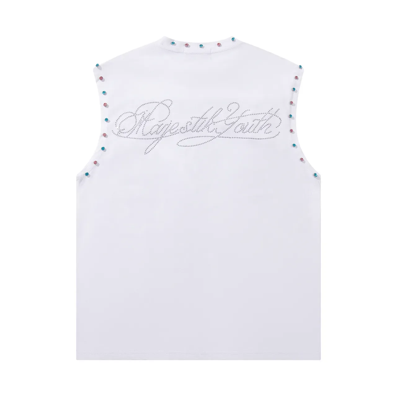 MAJESTIK Top Sans Manches à Impressions Graphiques et Embellished avec Rhinestones 4