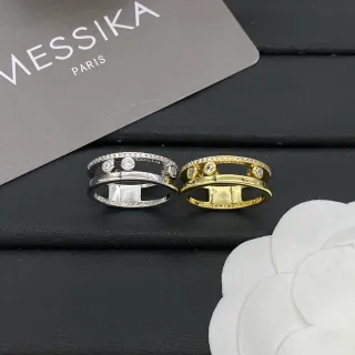 Messika Gold Silver Stacked Double-Band Pavé-Set Upper Ring — catalogue photo via WWTop Yupoo