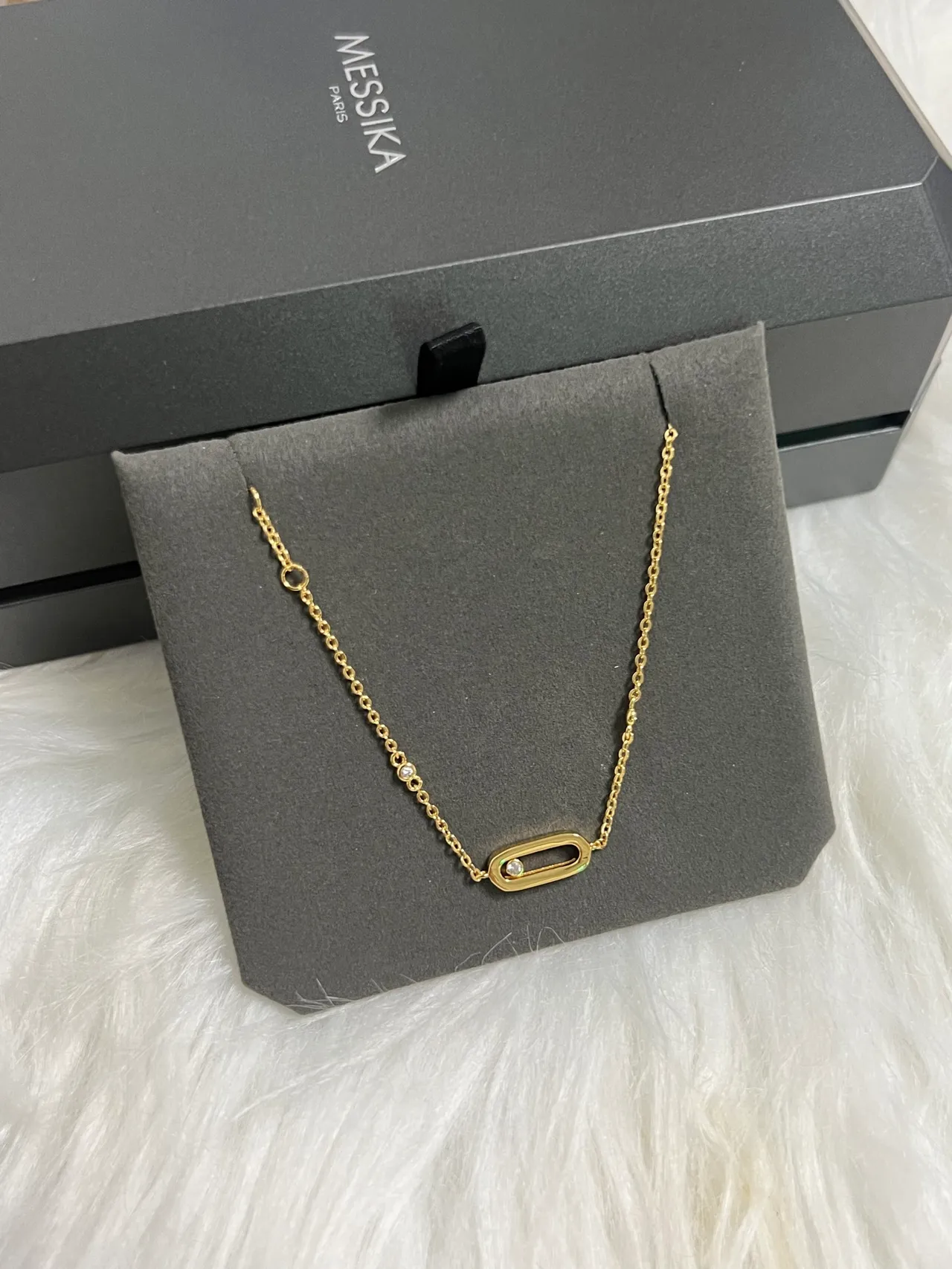 Messika Silver Oval Sliding Diamond Pendant Necklace 6