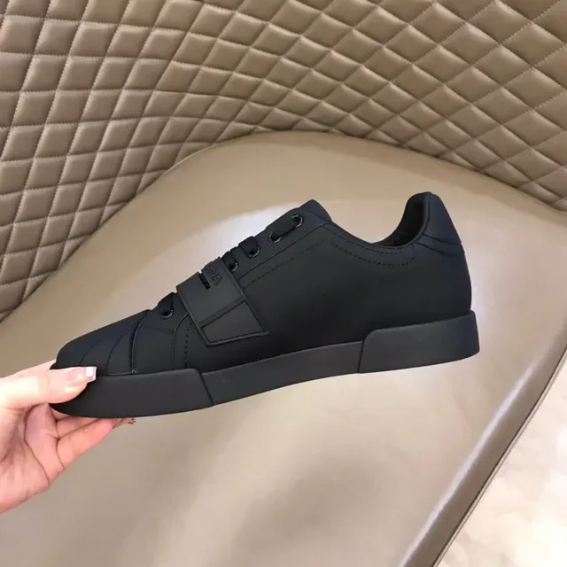 Monochrome Black Strap-Accented Low-Top Sneaker 3