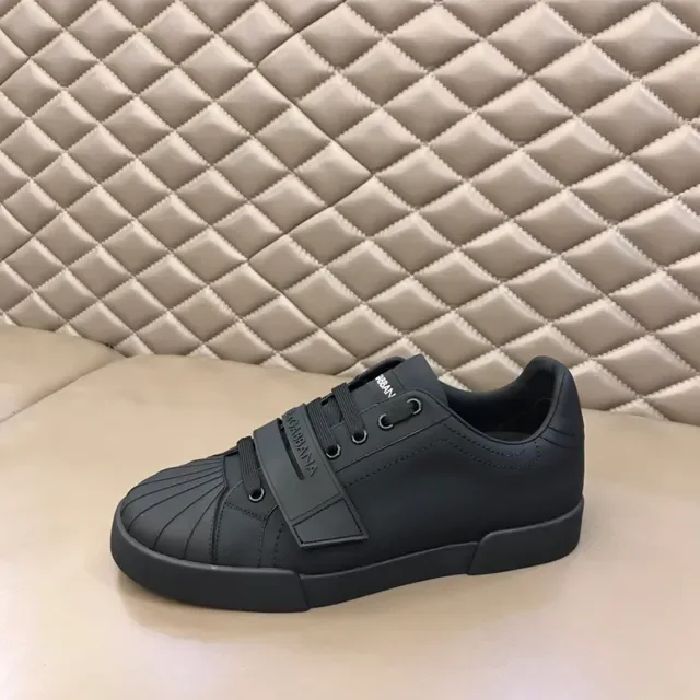 Monochrome Black Strap-Accented Low-Top Sneaker 5
