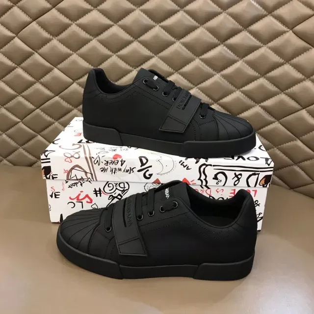 Monochrome Black Strap-Accented Low-Top Sneaker 7