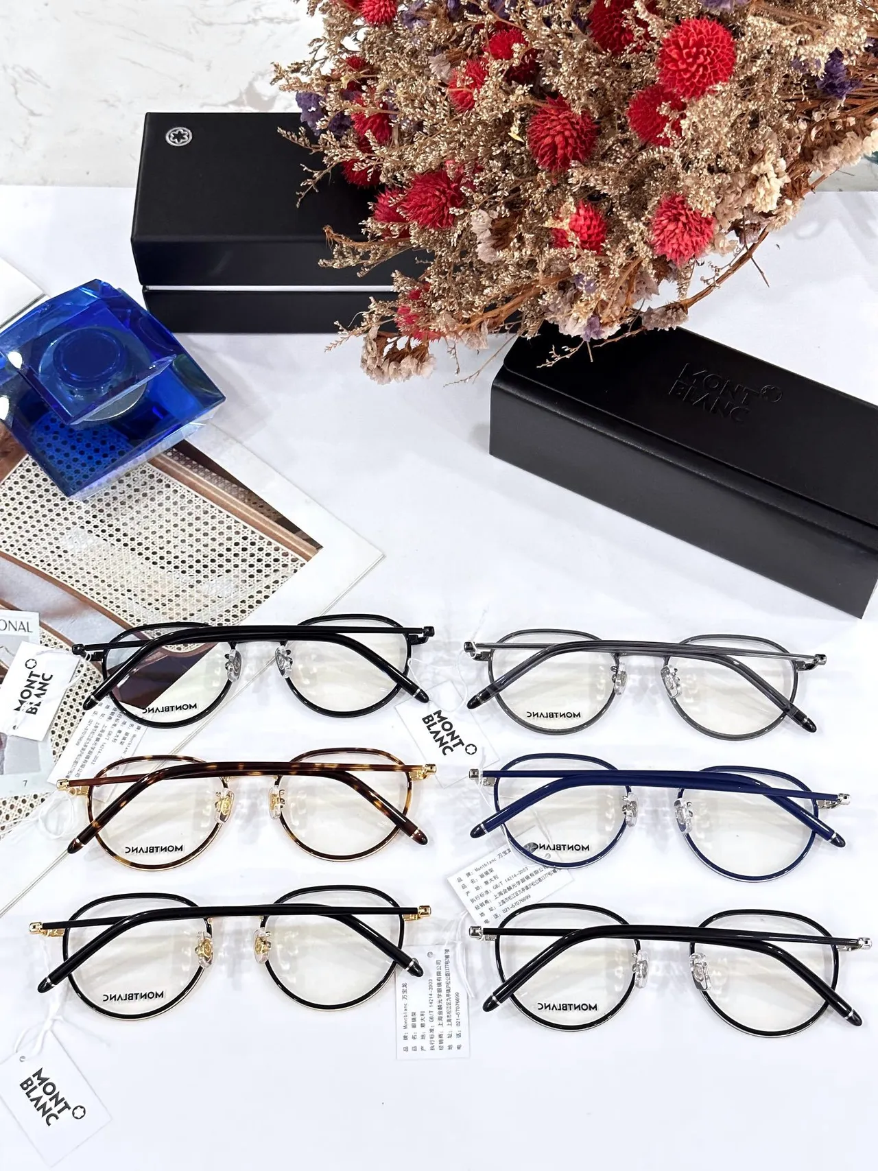 Montblanc نظارات بصرية دائرية رفيعة Gunmetal 4