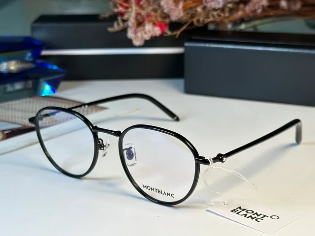 Montblanc نظارات بصرية دائرية رفيعة Gunmetal 5