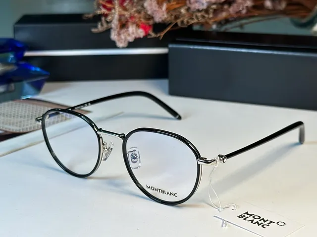 Montblanc نظارات بصرية دائرية رفيعة Gunmetal 6
