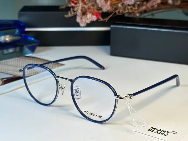 Montblanc نظارات بصرية دائرية رفيعة Gunmetal 7
