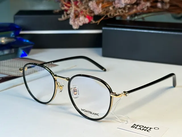 Montblanc نظارات بصرية دائرية رفيعة Gunmetal 8