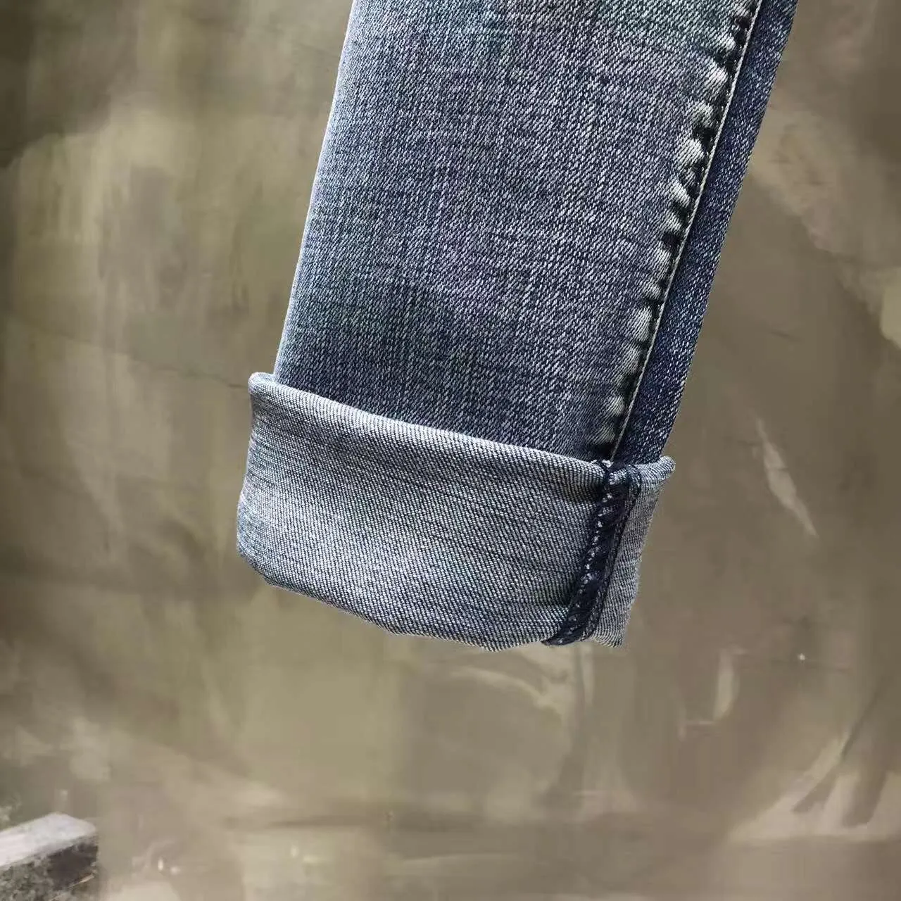 Moto-Style Panel de Rodilla Acolchado Jeans de Mezclilla Azul 7