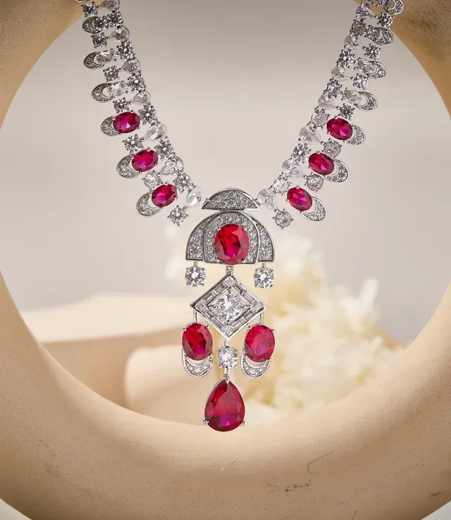 Multi-Strand Ruby and Diamond Pendant Necklace 5